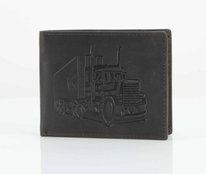 Truck Embossed Distressed Leather Bi Fold Wallet # AB 2003