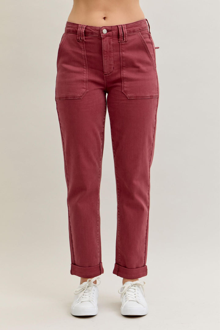 Judy Blue Maroon Cuffed Jogger
