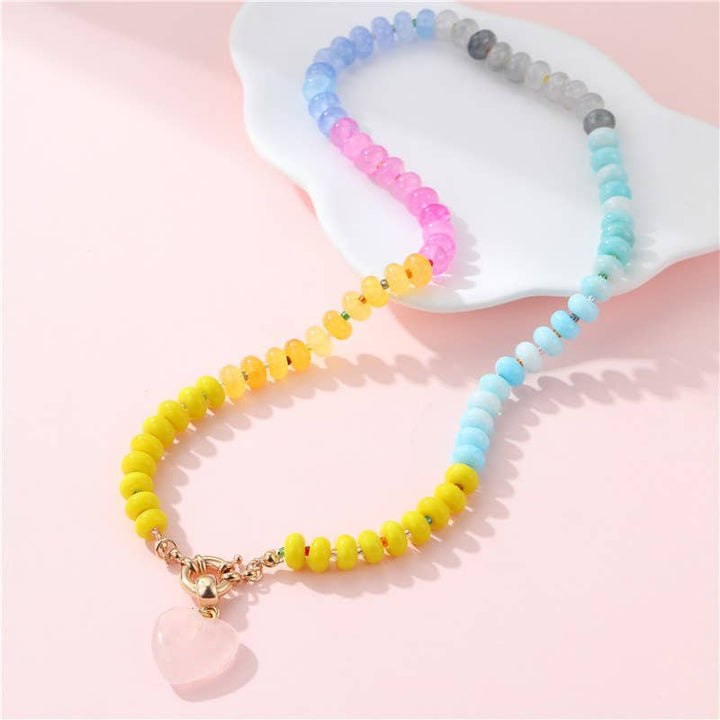 Natural Stone Semi-Precious Glass Mixed Necklace