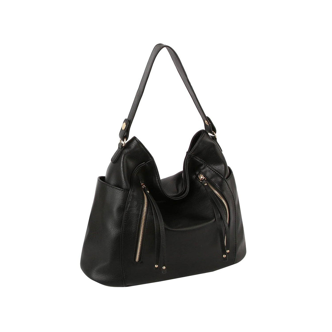 Front zipper detail trendy hobo shoulder bag