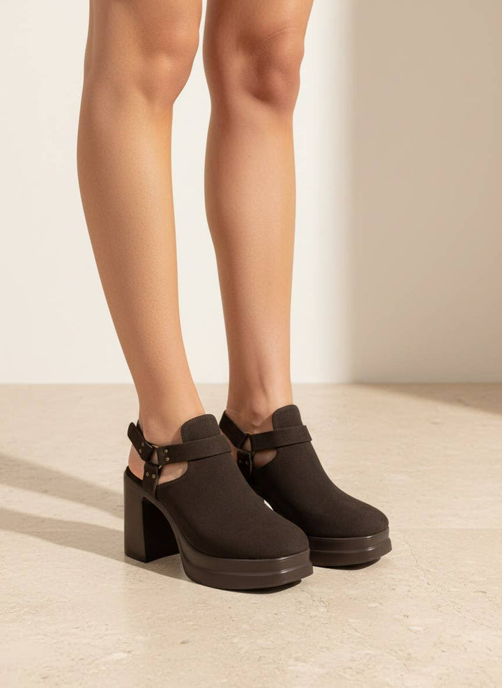 PALAZZO Slingback Cutout Platform Bootie Chunky Block Heel