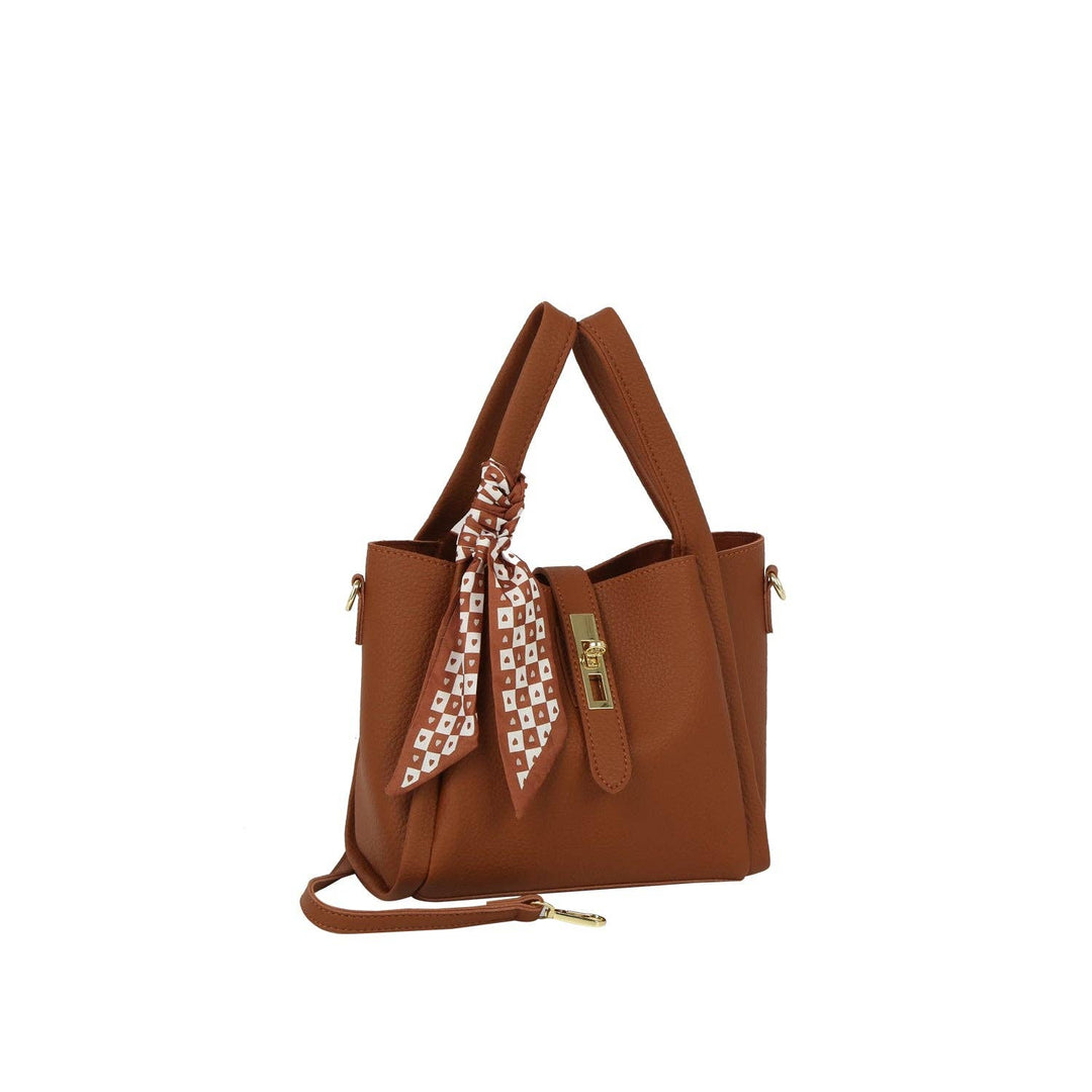 Checkered Scarf Accent Lock Mini Tote