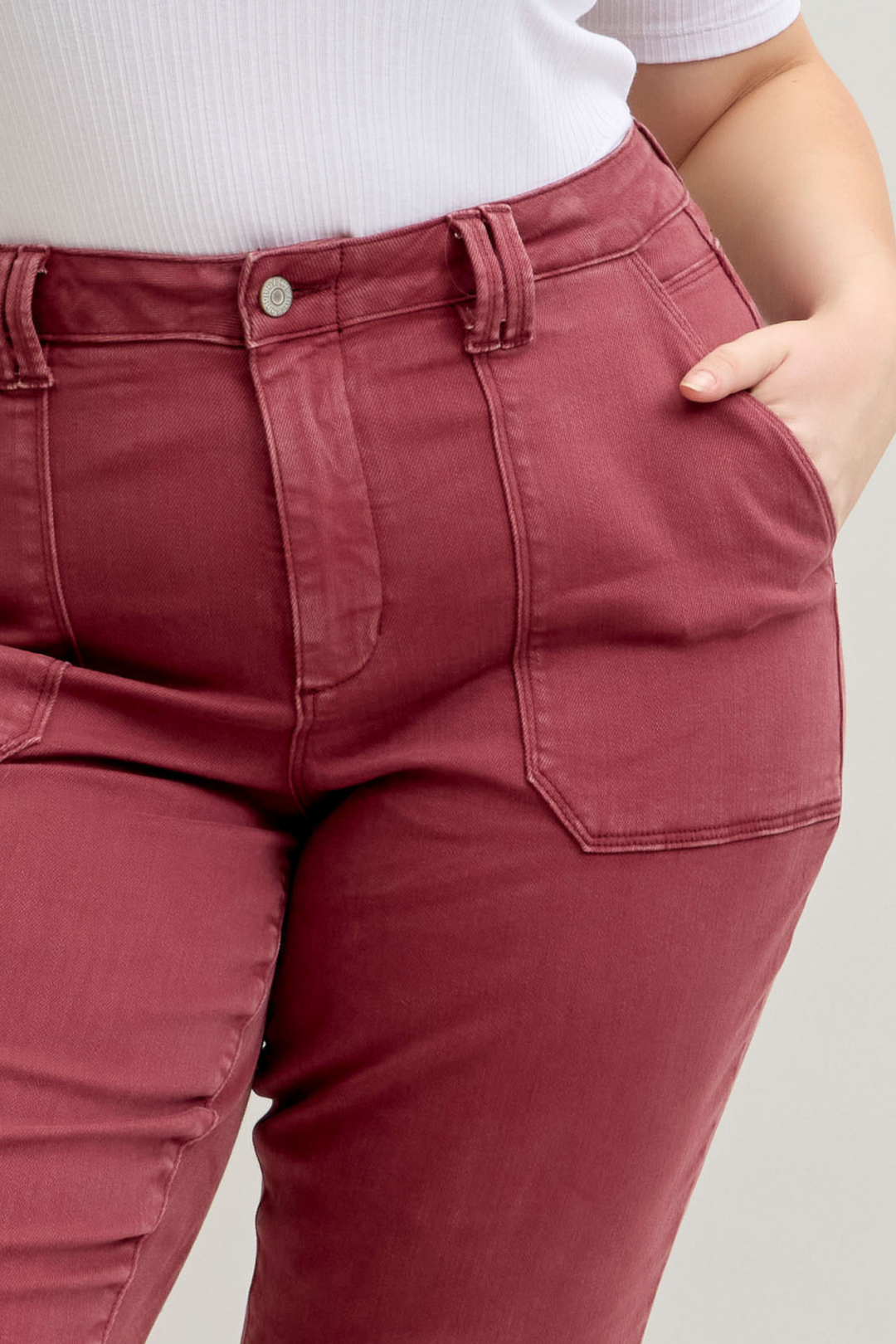 Judy Blue Maroon Cuffed Jogger