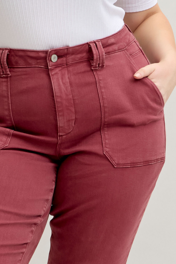 Judy Blue Maroon Cuffed Jogger