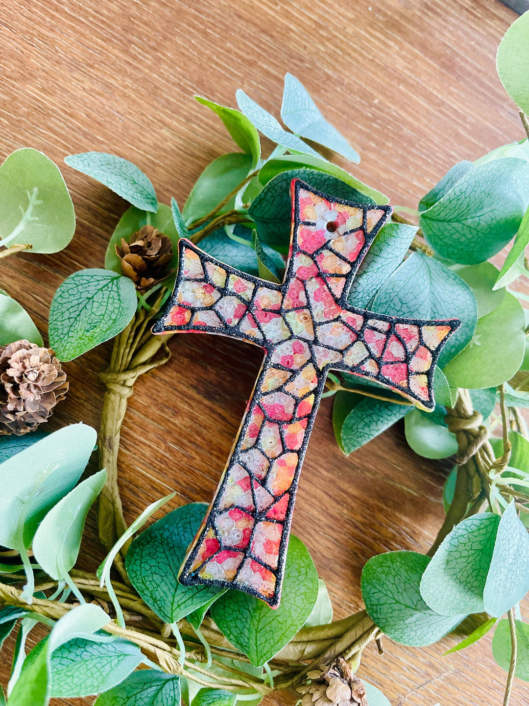 Stained Glass Cross Car Freshie 