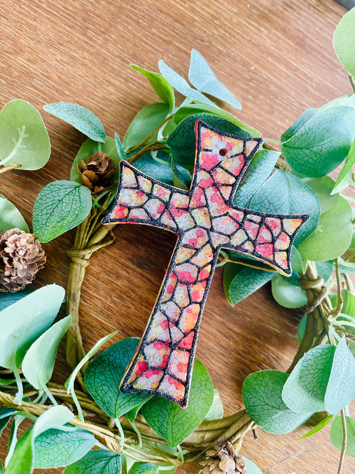 Stained Glass Cross Car Freshie 