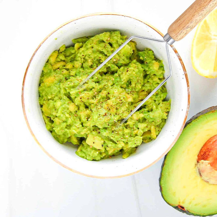 Extra-Long Potato Masher – Wooden Handle, Stainless Steel