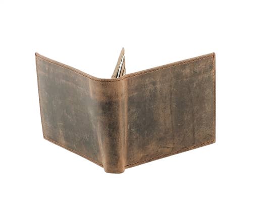 RFID Hunter Leather Bi-fold Wallet W/Inner Card Flap
