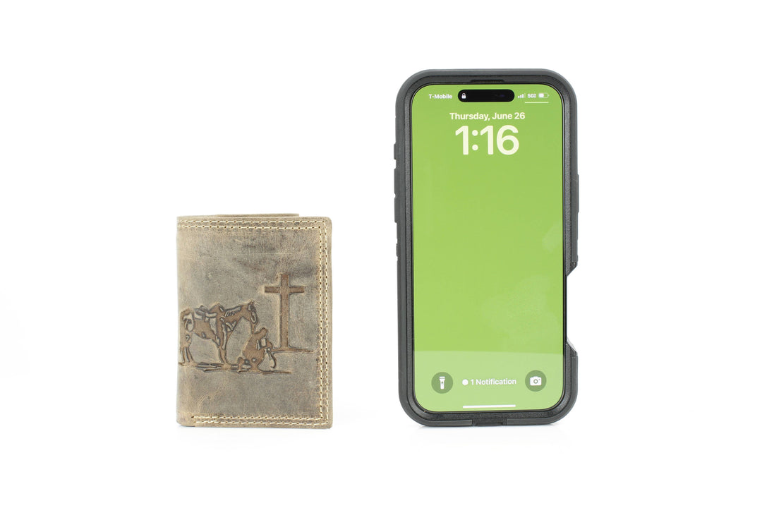 Men’s Tri-Fold Wallet with Cowboy Emboss ABMWVT 04