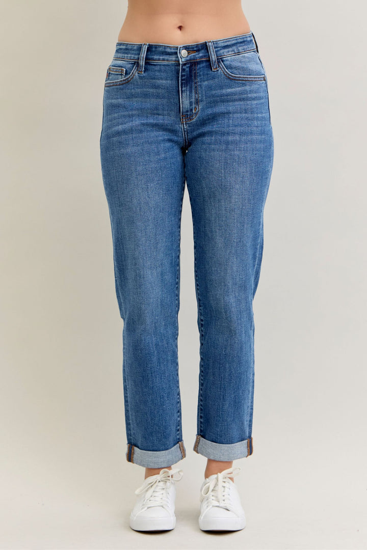 Judy Blue Mid Rise Cuffed Boyfriend