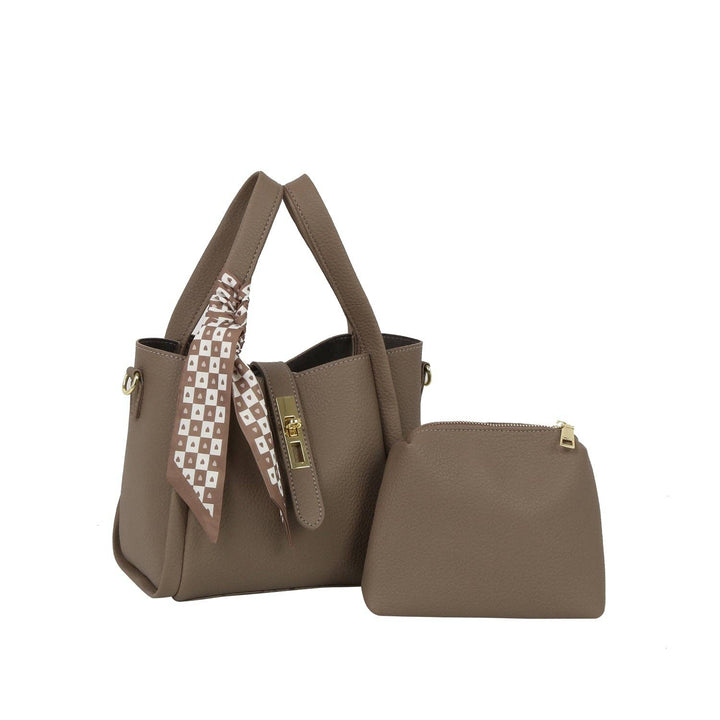 Checkered Scarf Accent Lock Mini Tote
