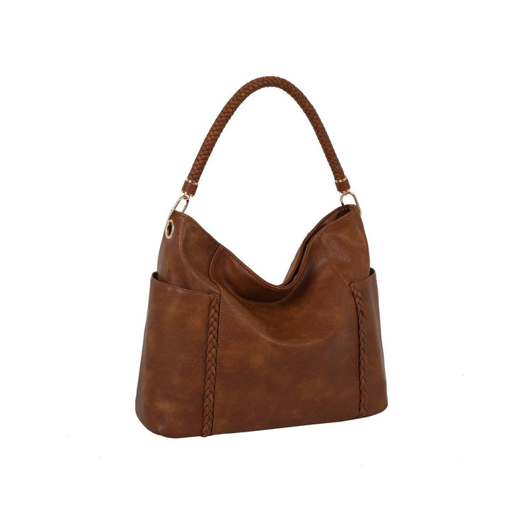 Braided Handle Soft Hobo Shoulder Bag
