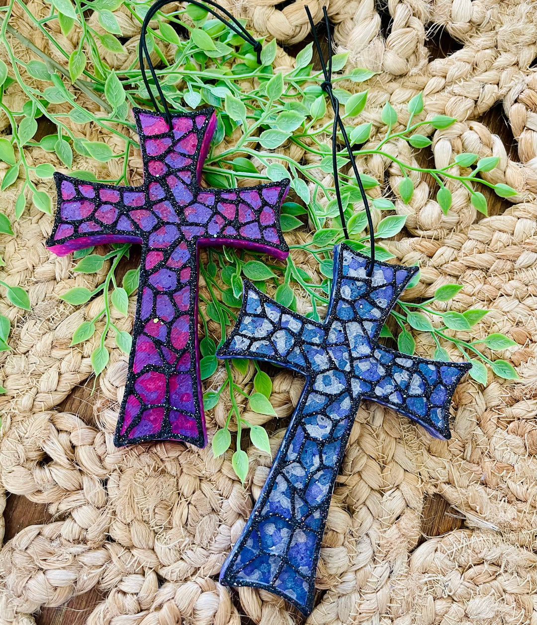 Stained Glass Cross Car Freshie 