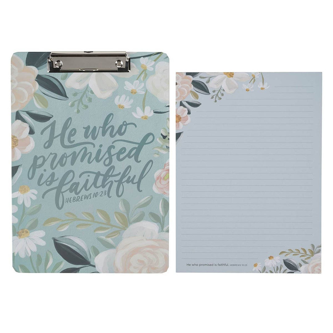 Clipboard w/Pad Floral He Who Promised is Faithful Heb 10:23