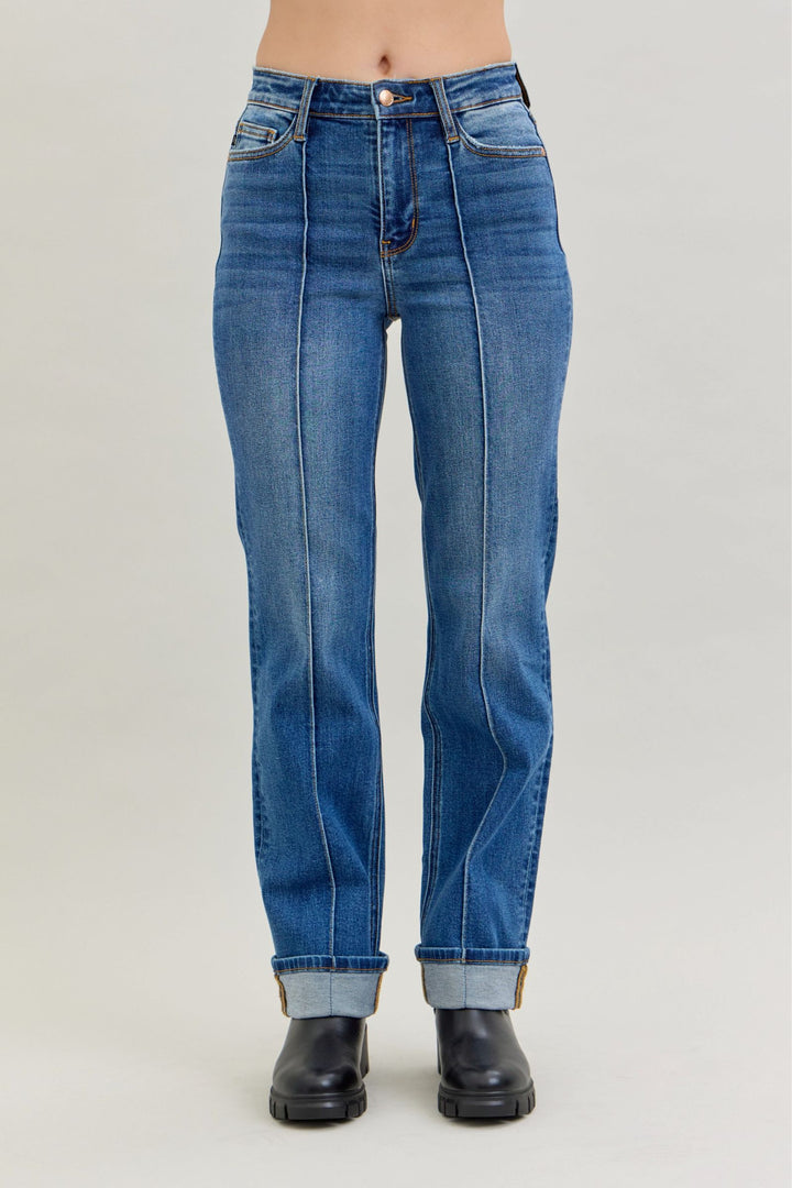 Judy Blue Hi Rise Front Seam Cuffed Straight
