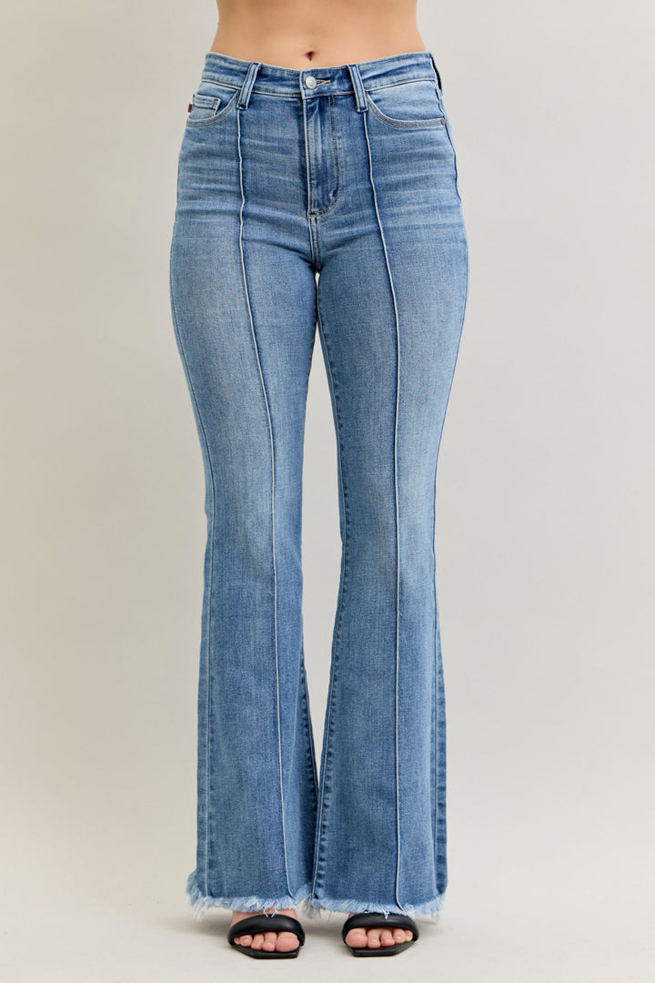 Judy Blue Hi Rise Light Wash PinTuck Destroyed Hem