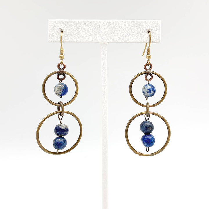 Antique Brass Lapis Lazuli Earrings