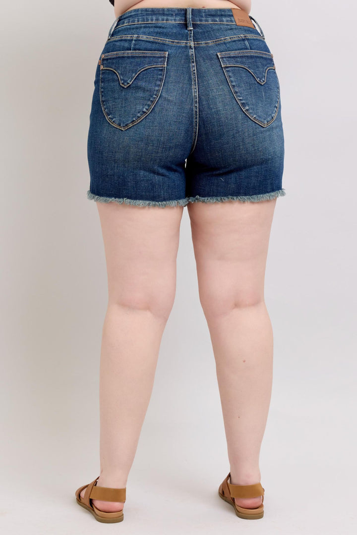 Judy Blue Tummy Control Shield Pocket Fray Shorts