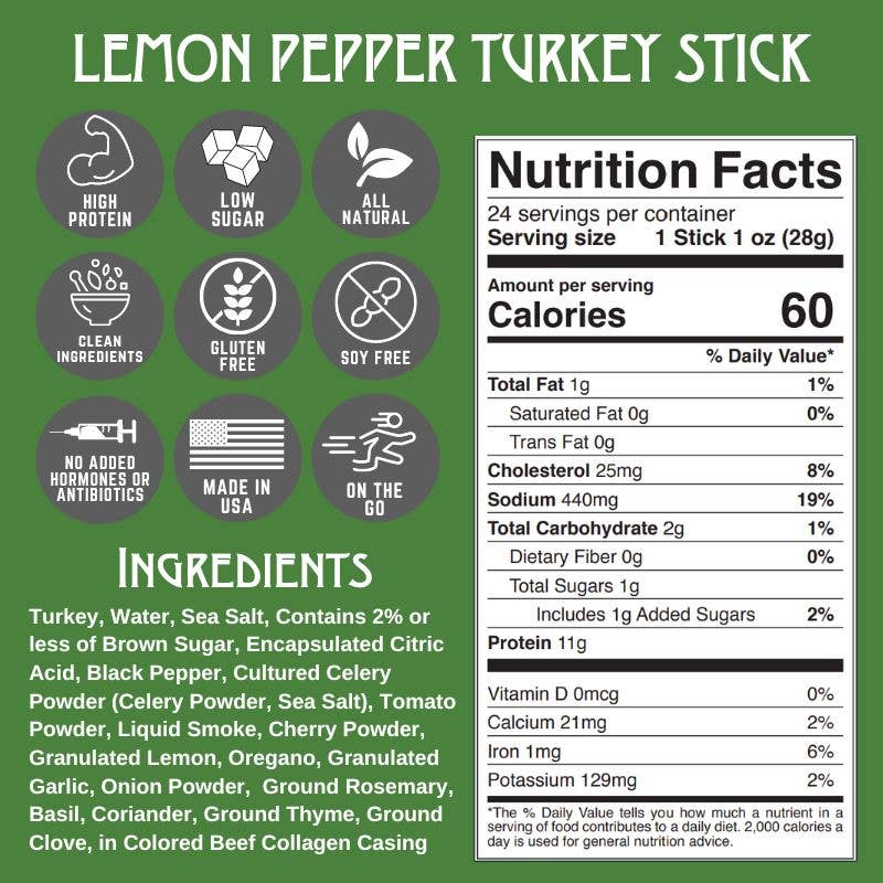 Lemon Pepper Turkey Stick - 24 Pack