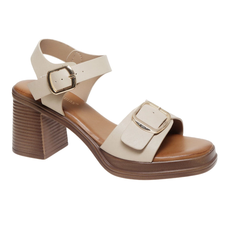 Nude Bryce Buckle Heeled Sandal