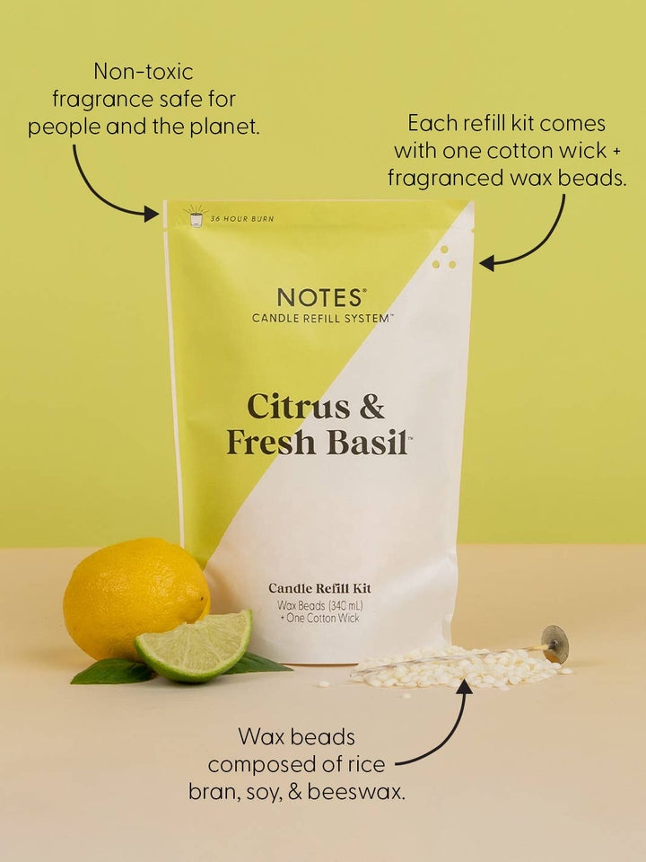 Citrus & Fresh Basil | NOTES | Summer Candle Refill