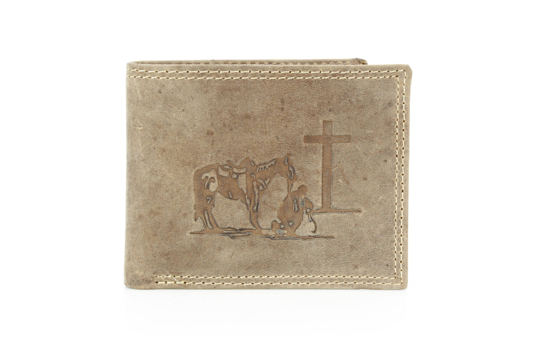 Men’s Bi-Fold Wallet with Praying Cowboy Emboss ABMWVT 02