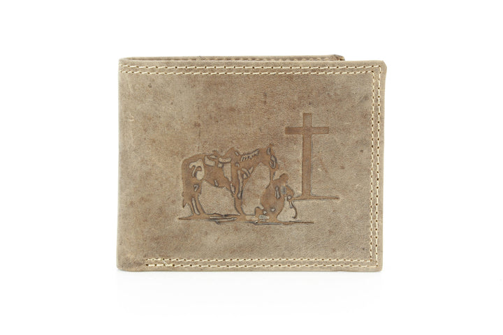 Men’s Bi-Fold Wallet with Praying Cowboy Emboss ABMWVT 02