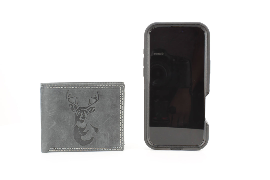 Men’s Bi-Fold Wallet with Deer Antler Emboss ABMWVT 03