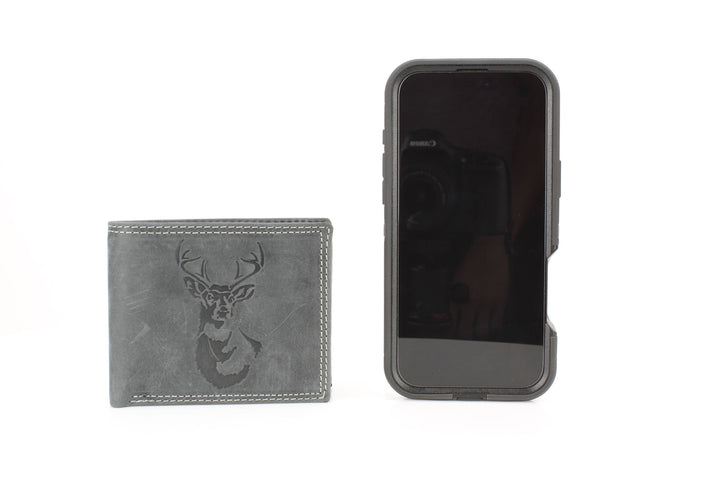 Men’s Bi-Fold Wallet with Deer Antler Emboss ABMWVT 03