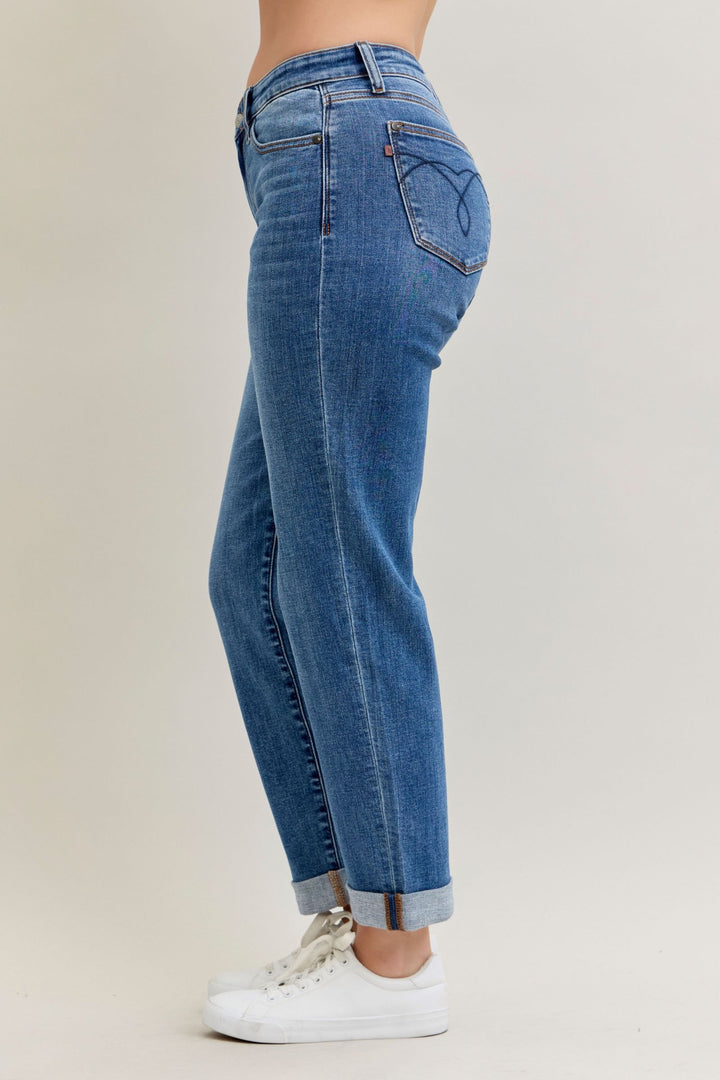Judy Blue Mid Rise Cuffed Boyfriend