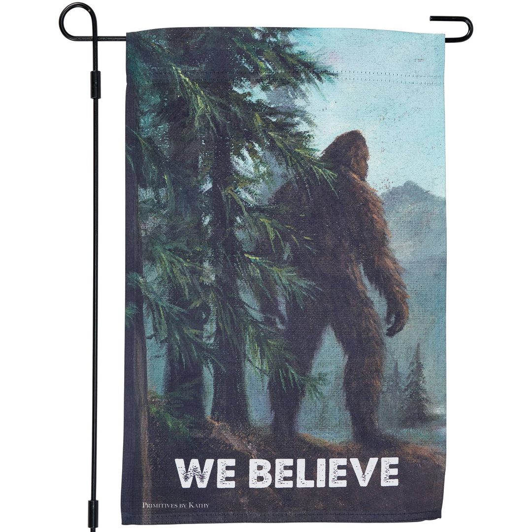 We Believe Bigfoot Garden Flag