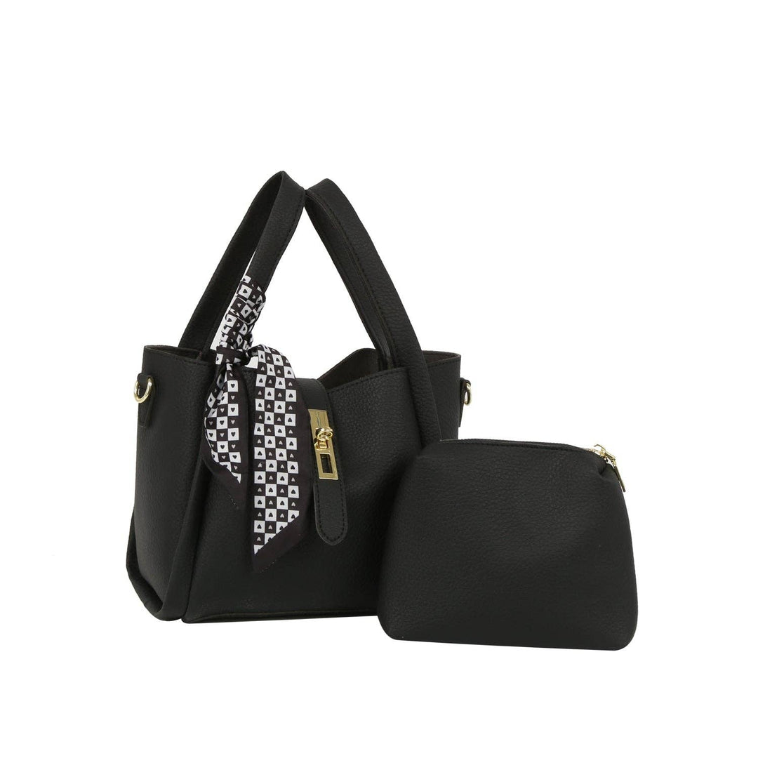 Checkered Scarf Accent Lock Mini Tote