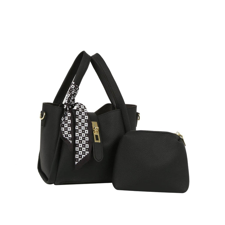 Checkered Scarf Accent Lock Mini Tote