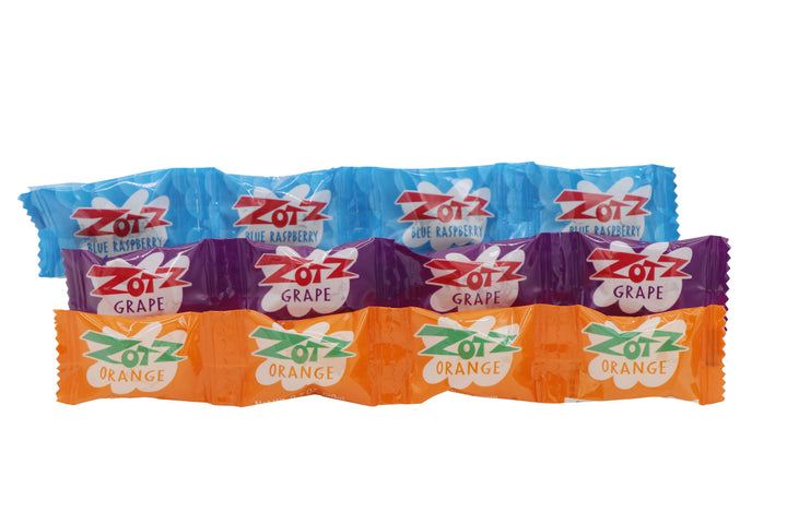 Zotz Fizzing Candy Strings, Blue/Orange/Grape 48ct