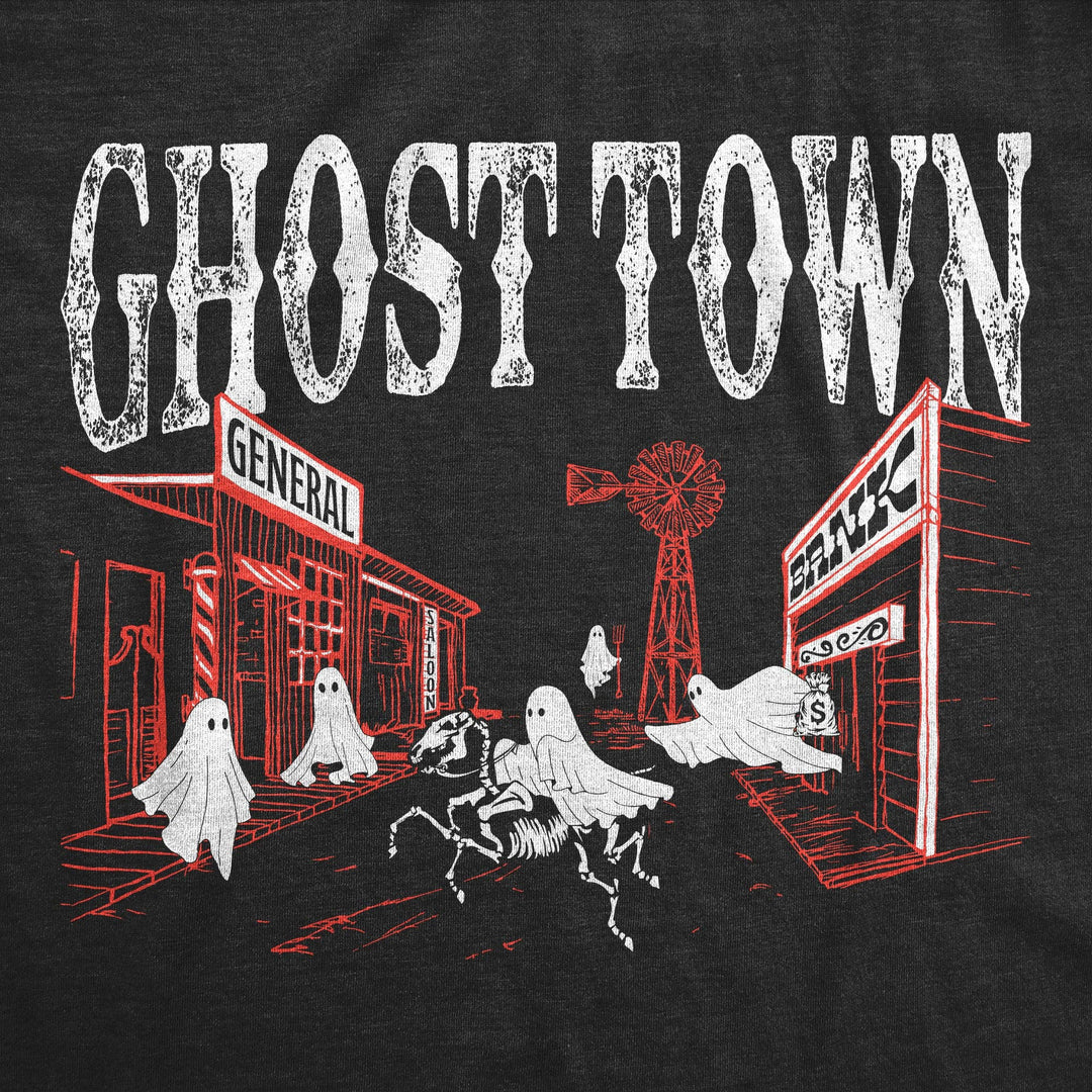Ghost Town Men's Tshirt Halloween Graphic Tee Western T