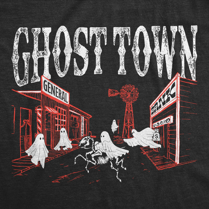 Ghost Town Men's Tshirt Halloween Graphic Tee Western T