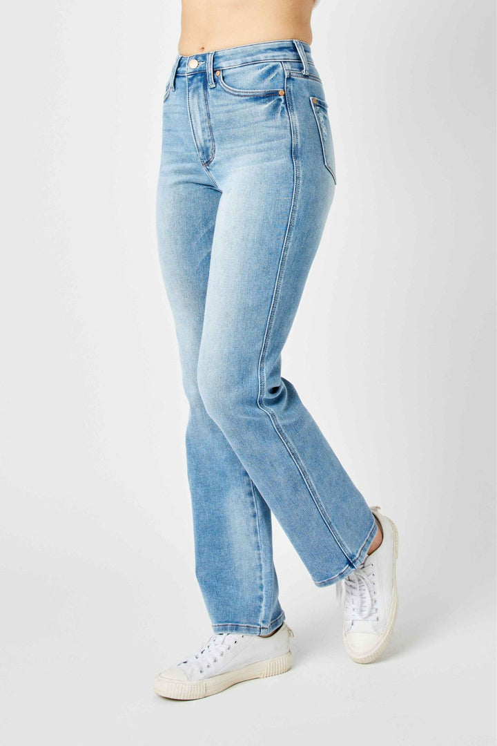 Judy Blue High Waist Tummy Control Contrast Wash Straight