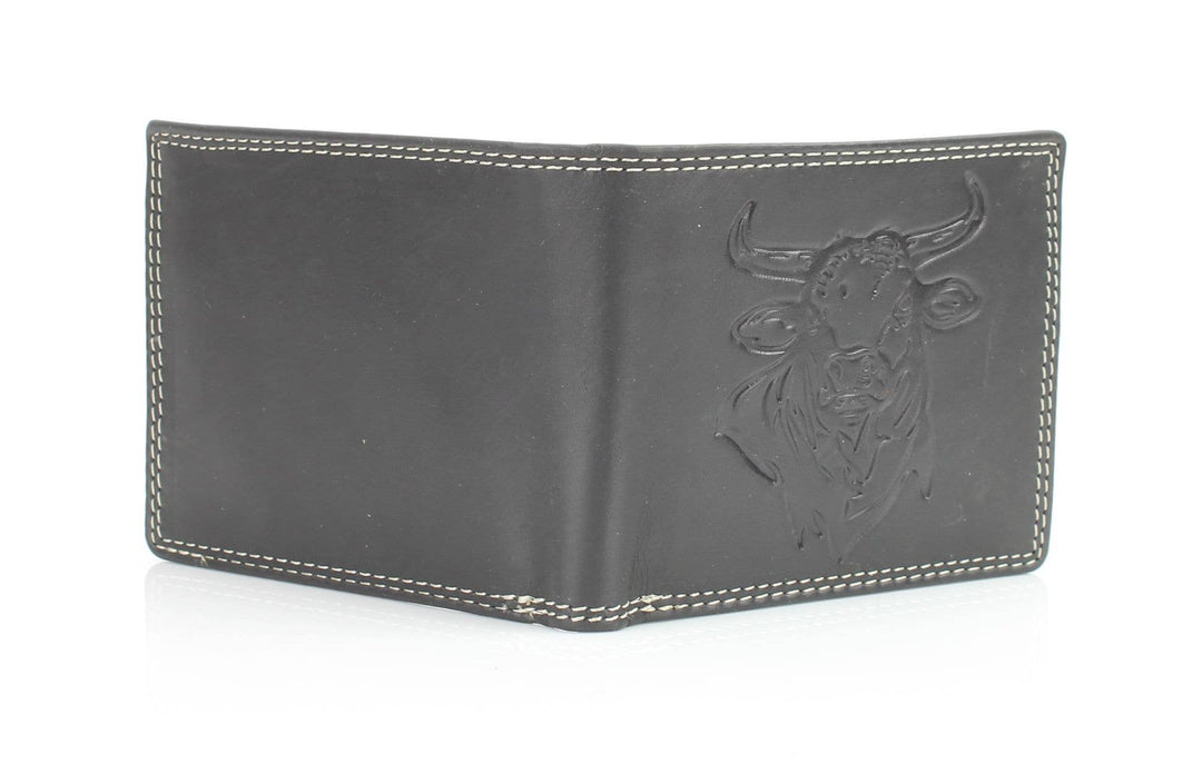 Oil Pull Up Embossed Steer Bifold Wallet ABB 006