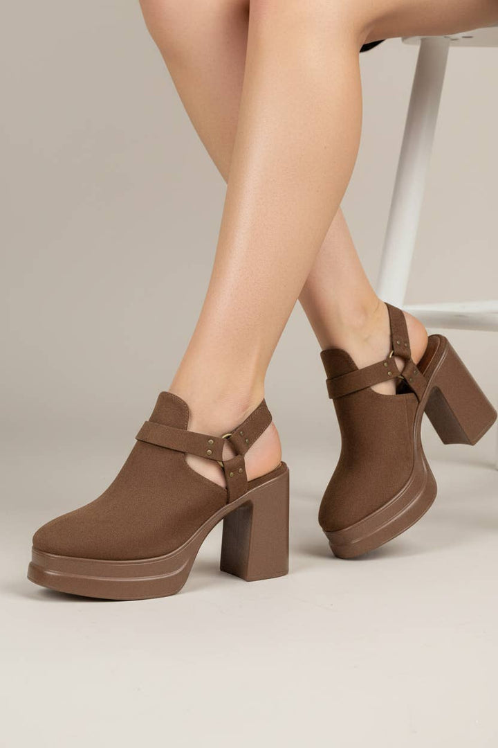 PALAZZO Slingback Cutout Platform Bootie Chunky Block Heel