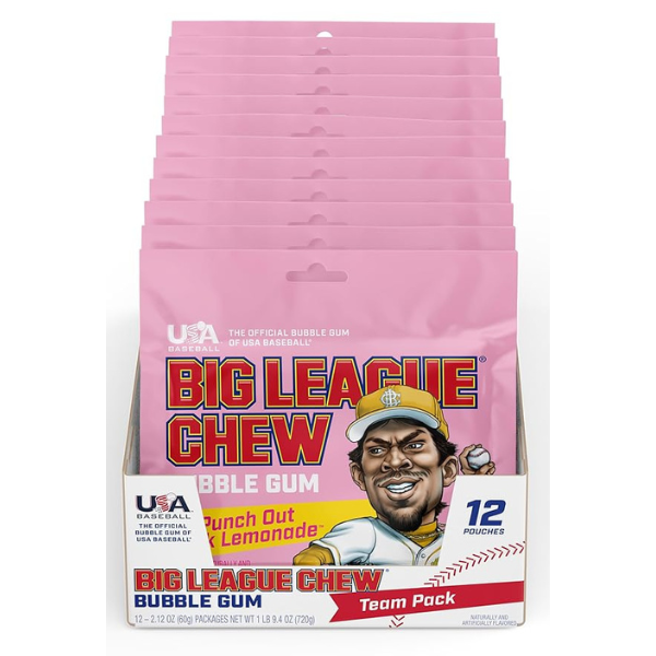 Big League Chew Punch Out Pink Lemonade 2.12oz, 12ct