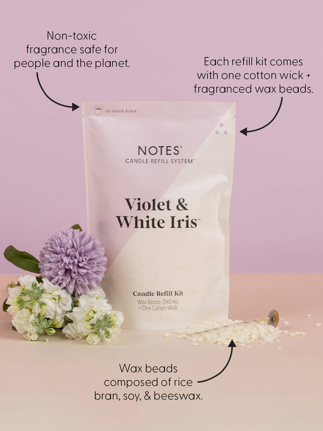 Violet & White Iris | NOTES | Summer Candle Refill