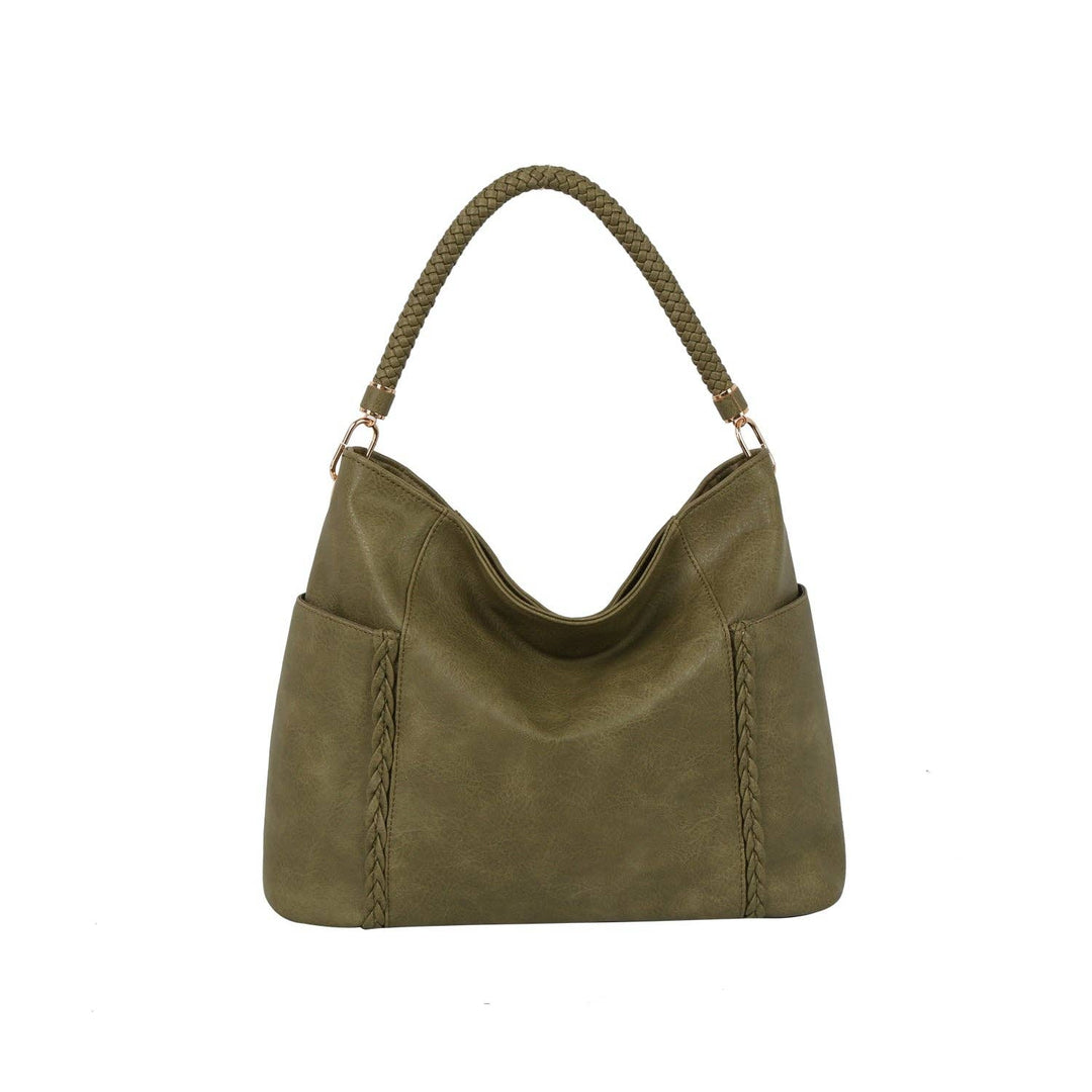 Braided Handle Soft Hobo Shoulder Bag