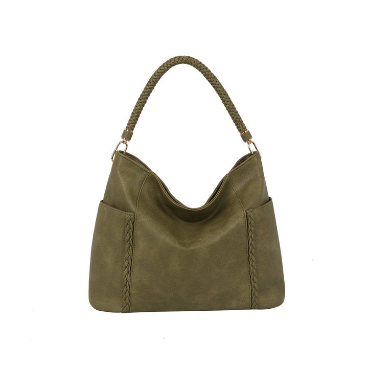 Braided Handle Soft Hobo Shoulder Bag