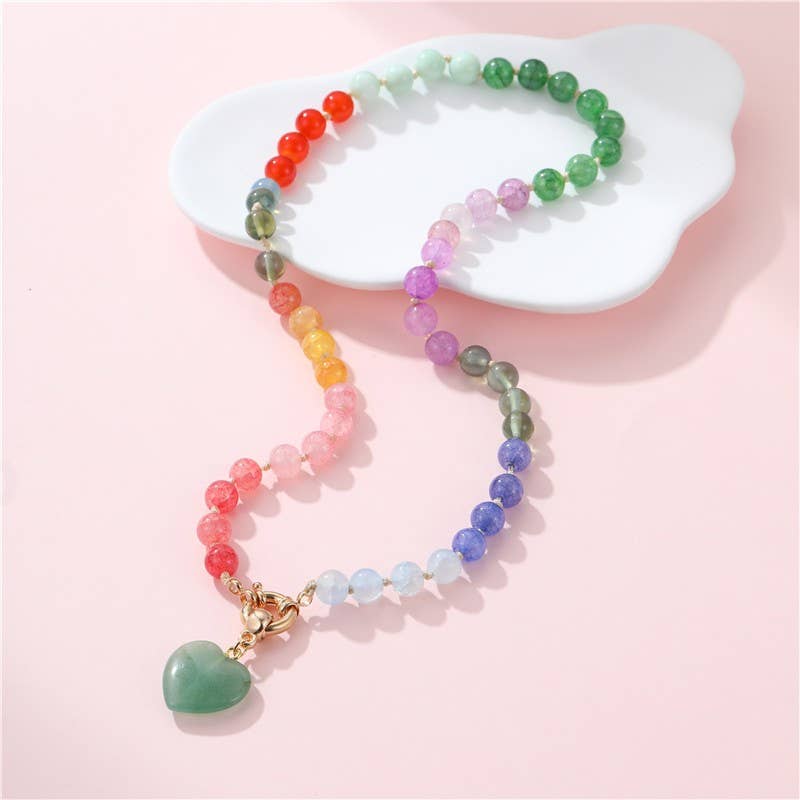 Natural Stone Semi-Precious Glass Mixed Necklace