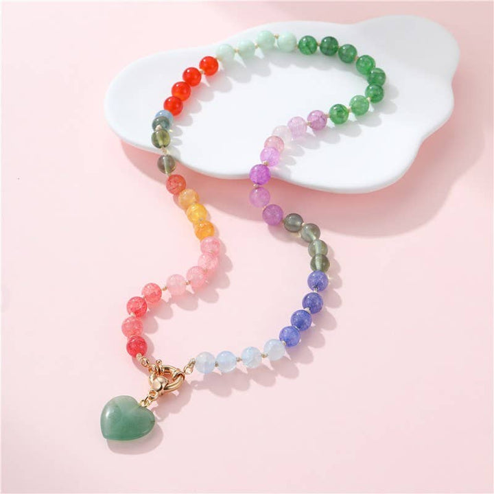 Natural Stone Semi-Precious Glass Mixed Necklace