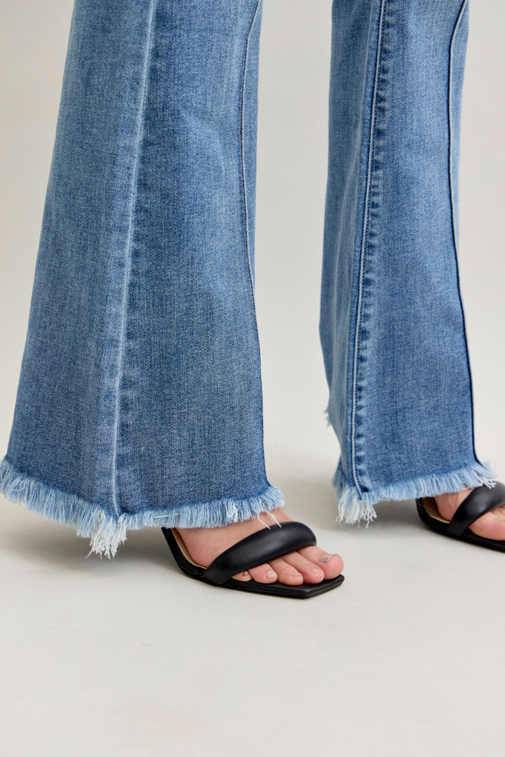 Judy Blue Hi Rise Light Wash PinTuck Destroyed Hem