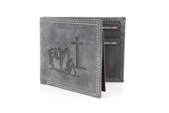 Men’s Bi-Fold Wallet with Praying Cowboy Emboss ABMWVT 02