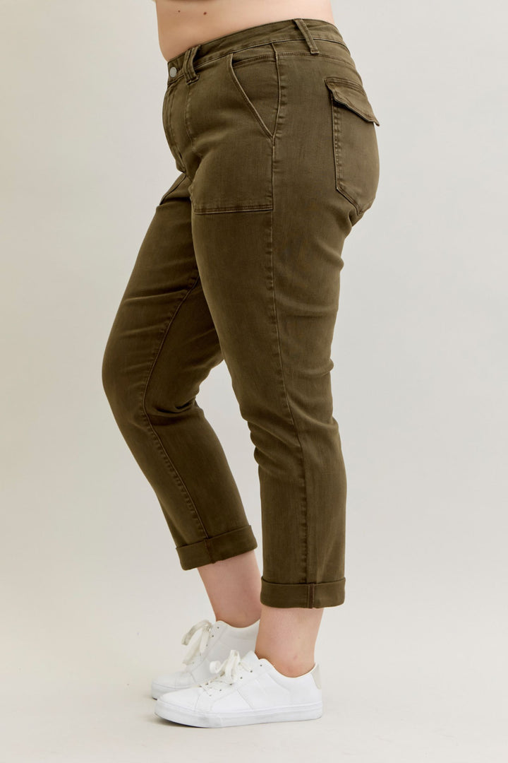 Judy Blue Forrest Green Cuffed Jogger