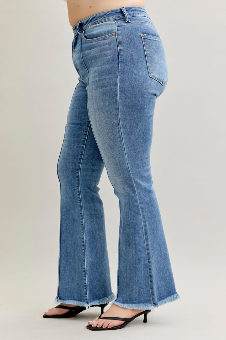 Judy Blue Hi Rise Light Wash PinTuck Destroyed Hem