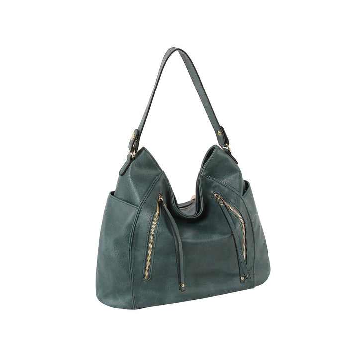 Front zipper detail trendy hobo shoulder bag